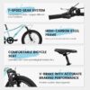 20" Children's Bicycle Shock Absorbing Front Fork 7 Speed V Brakes Mountain Tire Boys And Girls Kids Bike For Outdoor Adventure - Blue - Image 6