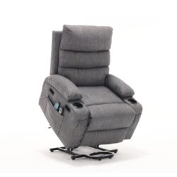 Cozy Electric Power Lift Recliner Chair Sofa For Elderly With Vibration Massage And Lumbar Heat - Gray