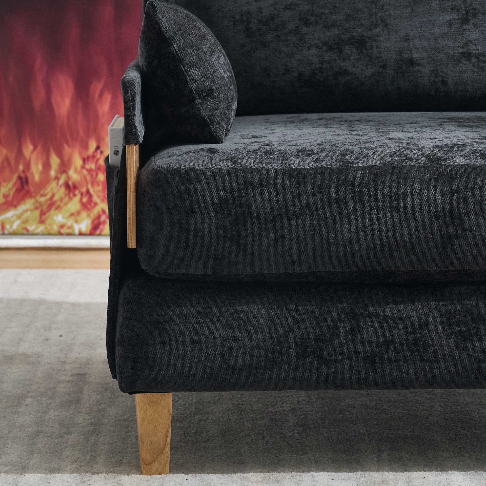 Mid Century Modern Foldable Sofa Bed Recliner, 3 - 1 Convertible Sleeper With 3 Pillows For Small Spaces - Black - Image 18