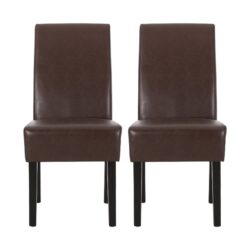 Contemporary Dining Chair (Set of 2) With Upholstery And Rubberwood Legs - Dark Brown
