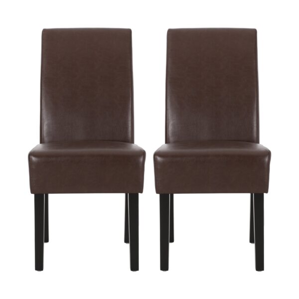 Contemporary Dining Chair (Set of 2) With Upholstery And Rubberwood Legs - Dark Brown