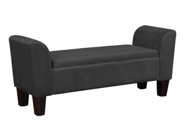 Mila - Velvet Ottoman Bench With Storage - Black