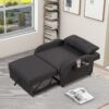3 In 1 Pull Out Sofa Sleeper With Wing Table And USB Charge - Black - Image 9