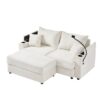 Modern Style Loveseat Sofa Sectional Sofa Couch With Storage Space, A Movable Ottoman, Two USB Ports, Two Cup Holders, A Phone Holder For Living Room - Beige - Image 19