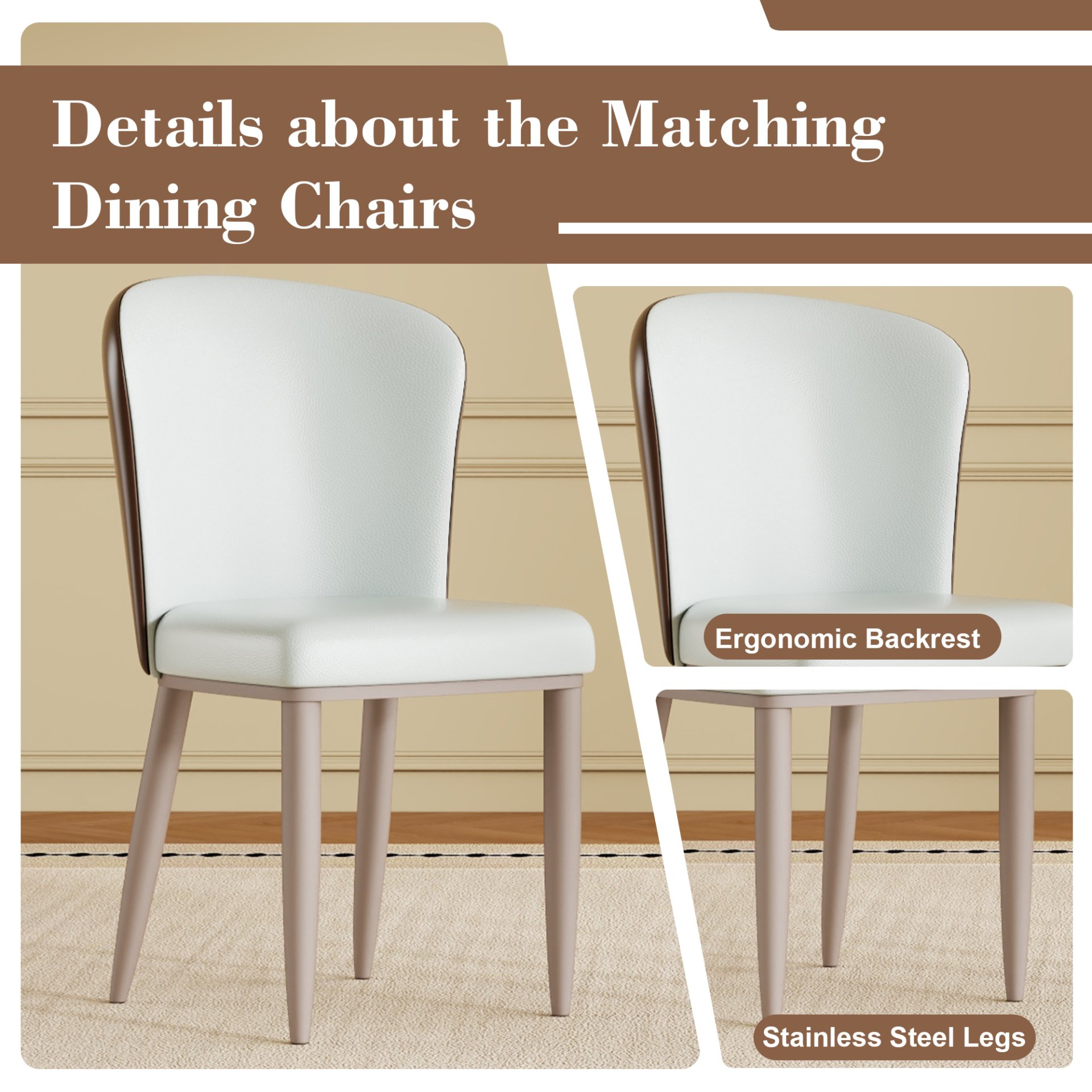 Round Dining Table With 360° Rotating Lazy Susan For Dining Room & Kitchen, 6 Chairs - White - Image 8