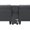 Upholstered Sofa With Console, 2 Cupholders And 2 USB Ports Wired Or Wirelessly Charged, Modern Linen Fabric Couches With 4 Pillows (4 Seat) - Dark Gray - Image 4