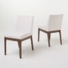 Contemporary Fabric Dining Chairs (Set of 2) - Light Beige / Walnut - Image 4