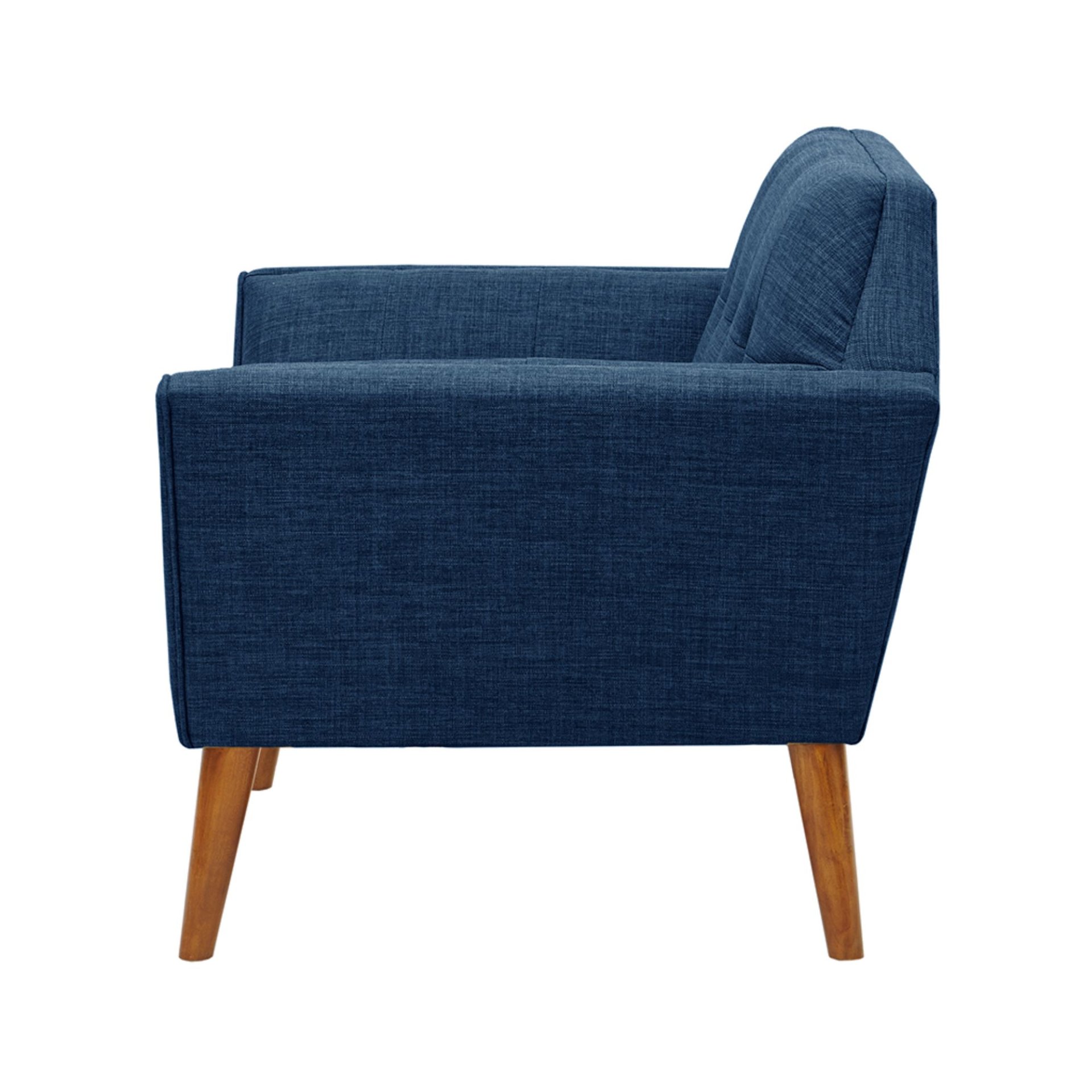 Mid - Century Lounge Chair With Button Tufting Polyester And Pecan Wood - Blue - Image 5