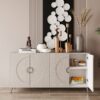 Modern Lacquered 4 Door Wooden Cabinet Sideboard Buffet Server Cabinet Storage Cabinet, For Living Room, Entryway, Hallway, Office, Kitchen And Dining Room - Champagne Silver - Image 3