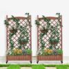 Raised Garden Bed With Trellis 2 Pack, Outdoor Planter Box & Plant Stand With Climbing Racks - Brown - Image 2