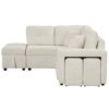 Convertible Sleeper, Sectional Pull Out Sofa Bed With Storage Ottoman, 2 Throw Pillows, 2 Stools, Wireless Charger And Two Hidden USB Ports For Living Room - Cream - Image 24