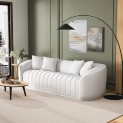 Markus - Mid-Century Modern Luxury Tight Back Couch - White