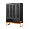 Modern Metal Shoe Cabinet With Double Sided Mesh Doors And Adjustable Partitions - Black - Image 16