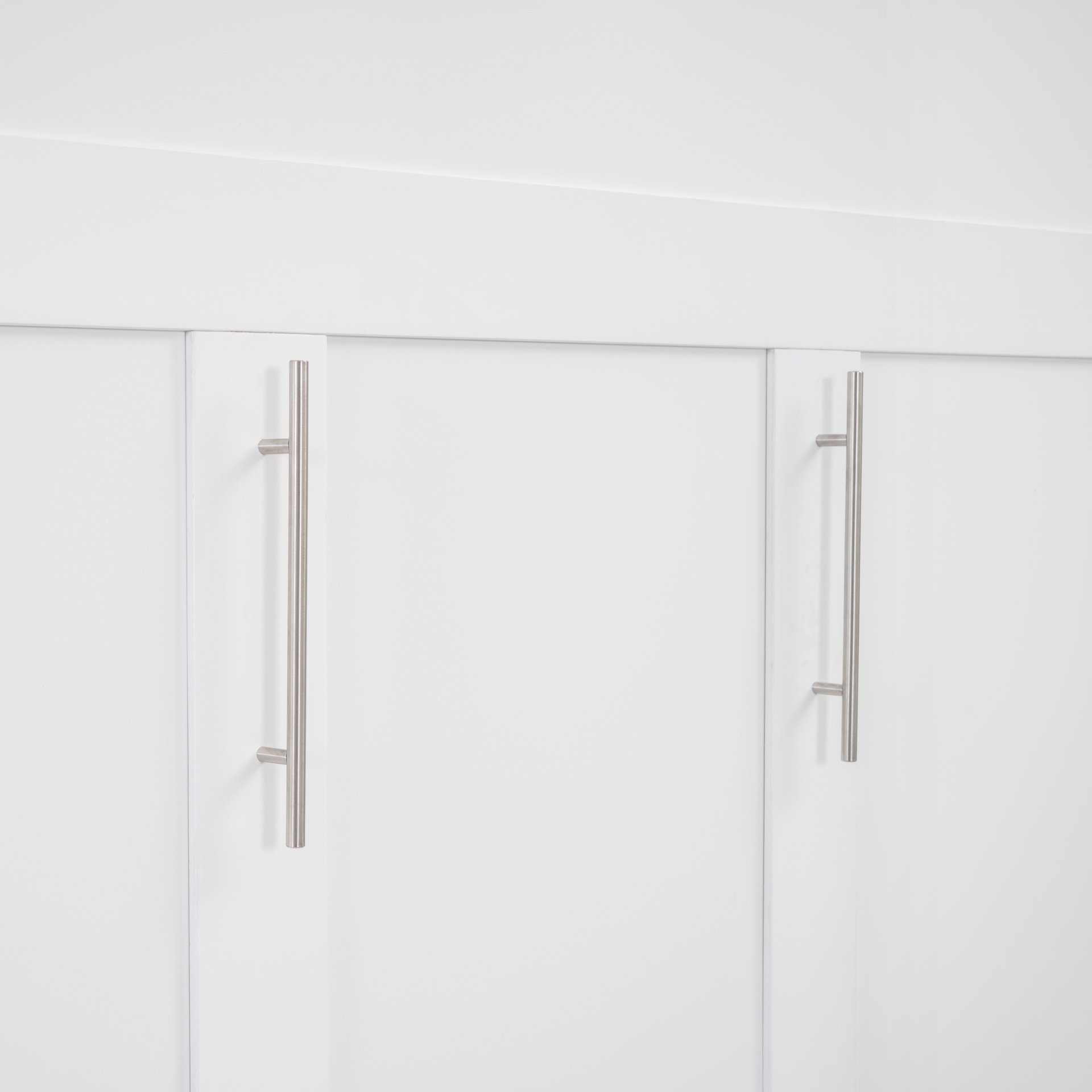 Full Size Murphy Wall Bed With Shelves, Drawers And LED Lights - White - Image 21