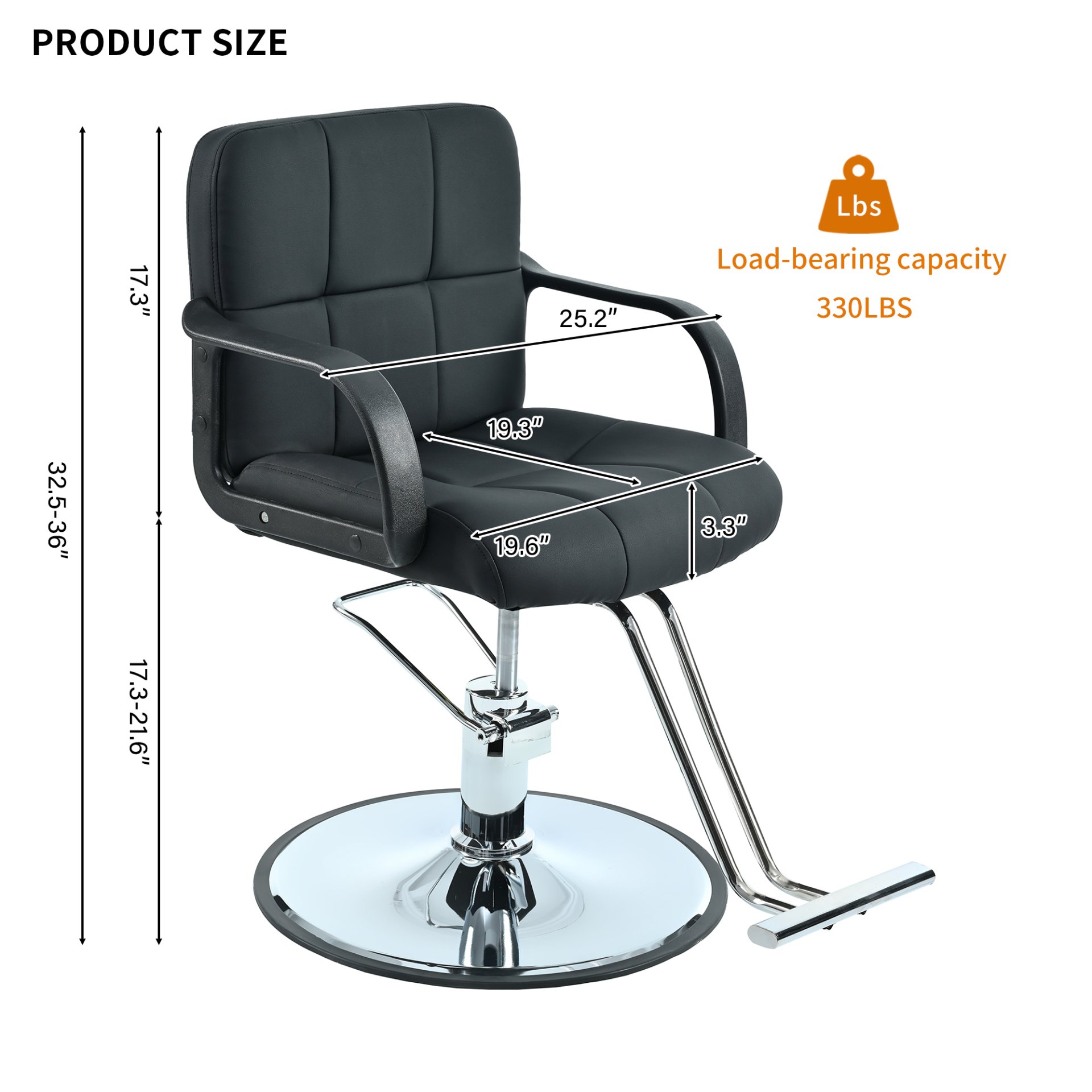 Barber Chair, Salon Chair For Hair Stylist, Stylist Chair With Heavy Duty Hydraulic Pump Adjustable Hydraulic Chair For Hair Stylist Women Man, Max Load Weight 330 Lbs - Black - Image 3