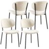 Boucle Dining Chairs, Modern Dining Room Chairs With Black Metal Legs, Armless Kitchen Chair For Dining Room, Living Room (Set of 4) - Beige - Image 4