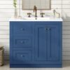 Bathroom Vanity With Ceramic Sink, Bathroom Storage Cabinet With 2 Drawers & Shelf, Freestanding Bathroom Cabinet - Blue - Image 23
