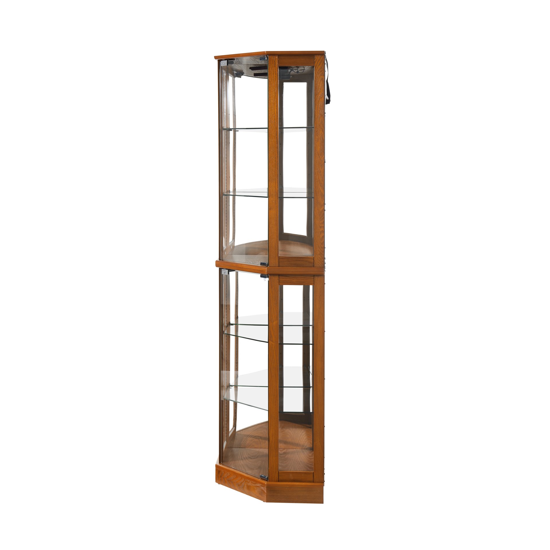 6 Shelf Corner Curio Display Cabinet With Lights, Mirrors And Adjustable Shelves (E26 Light Bulb Not Included) - Oak - Image 15
