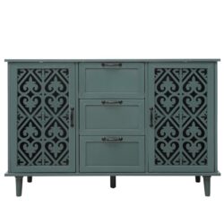 2 Door 3 Drawer Cabinet, American Furniture, Suitable For Bedroom, Living Room, Study - Dark Green