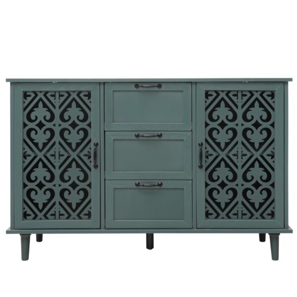 2 Door 3 Drawer Cabinet, American Furniture, Suitable For Bedroom, Living Room, Study - Dark Green