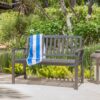 Farmhouse Style Loja Bench Outdoor Seating - Dark Gray - Image 5