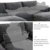 Modular Sectional With Storage Pockets, 5 Seat U Shaped Couch Set With Pillows Free Combination Modern Cloud Sofa With 2 Movable Ottoman - Dark Gray - Image 18