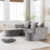 Modular Sectional Sofa With L Shape Chaise, Cloud Sectional Modern Sleeper Couch With Deep Seat, Sponge Compression Sofas - Gray - Image 5