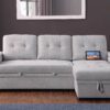 Ashlyn II - Woven Fabric Reversible Sleeper Sectional Sofa With Storage Chaise, Storage Arm, Cup Holder, Charging Ports, Side Pockets, and Pocket Coil Seating - Gray - Image 7