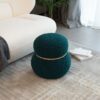Snowman Stool With Lamb Wool Cushion And Solid Wood Frame - Dark Green - Image 6