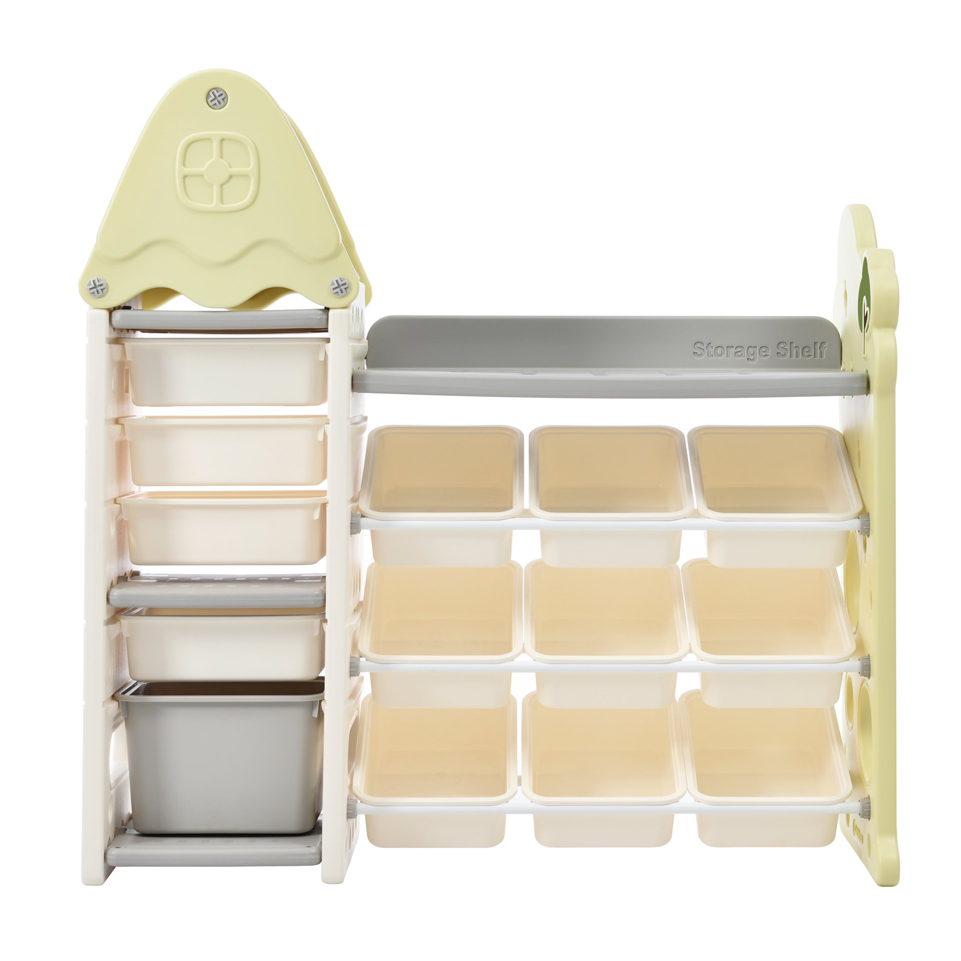 Kids Bookshelf Toy Storage Organizer With 17 Bins And 5 Bookshelves, Multi-Functional Nursery Organizer Kids Furniture Set Toy Storage Cabinet Unit With HDPE SheLF And Bins - Light Green - Image 19