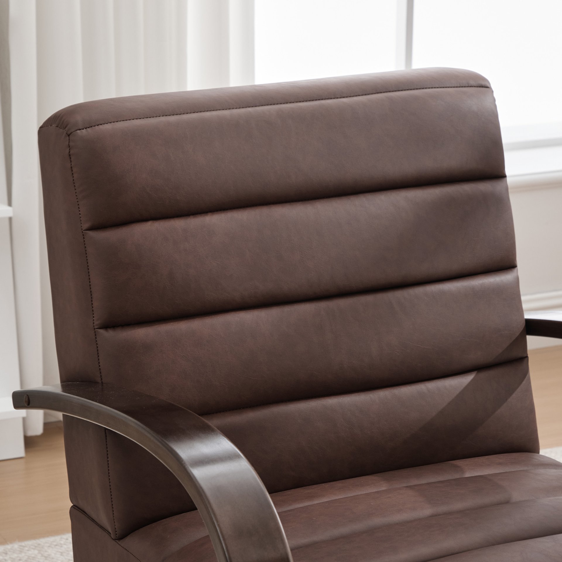 360° Swivel Accent Chair With Armrests, Comfy Lounge - Brown - Image 9