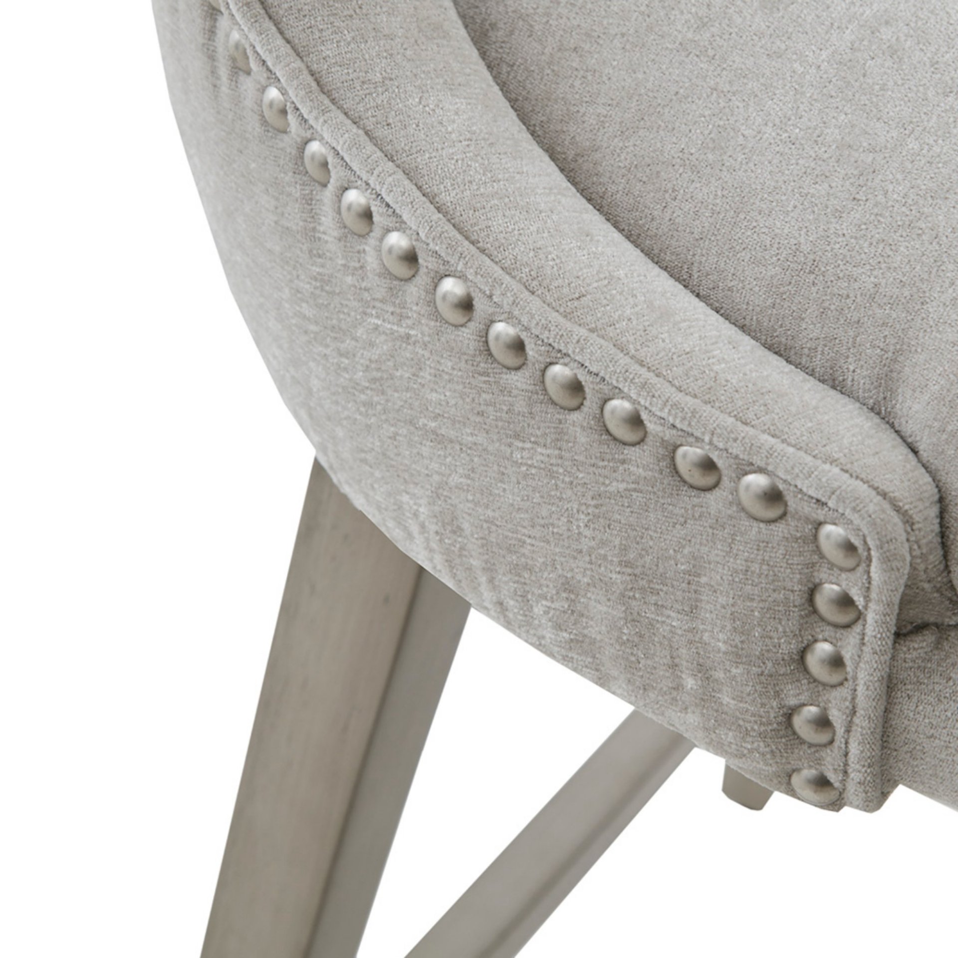 Swivel Counter Stool With Silver Detailing - Light Gray - Image 8