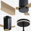 Modern Flush Mount Ceiling Fan With Led Light And Remote Control, 3 ABS Blades Noiseless Reversible Dc Motor For Patio Living Room - Matte Black - Image 4