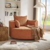 360° Swivel Chair Accent Barrel Chair Swivel Round Sofa Chair With 3 Removable Pillows For Living Room, Office And Hotel - Orange Red - Image 13