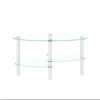 Transparent Oval Glass Coffee Table, Modern Table With Stainless Steel Leg, Tea Table 3-Layer Glass Table For Living Room - Transparent / White - Image 6