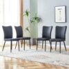 Modern Chair Set 4 Pieces With Vertical Backrest Design For Kitchen And Living Rooms - Black - Image 2