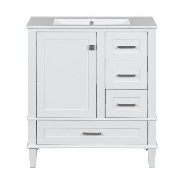 Bathroom Vanity, Modern Bathroom Cabinet With Sink Combo Set, Bathroom Storage Cabinet With A Soft Closing Door And 3 Drawers, Solid Wood Frame - White
