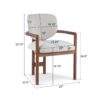 Dining Chairs (Set of 2) Upholstered Arm Chairs, Rubber Wood Accent Chairs Fabric Seating, 300 Lbs Weight Capacity - Beige - Image 3