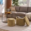 Multi Functional Combination Set Table Ottoman With Drum Stool And Storage Space Foam - Dark Yellow - Image 5