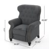 Accented Push Back Recliner Chair With Rolled Arms - Charcoal - Image 3