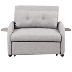 3 In 1 Pull Out Sofa Sleeper With Wing Table And USB Charge - Gray