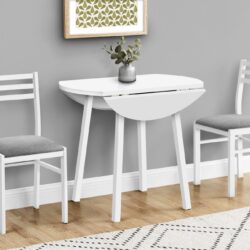 3 Pieces Dining Table Set, Small, Drop Leaf, Contemporary & Modern - White
