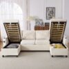 Sectional Sofa Pull Out Sofa Bed Versatile Sofa Sleeper With Large Storage Space, Two USB Ports And Two Cup Holders For Living Room - Beige - Image 10