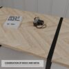 Modern Dining Table & Suede Chair Set With Rectangular Metal Base - Beige / Brown - Image 11