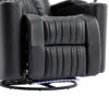 270 Degree Power Swivel Recliner Home Theater Chair With Hidden Arm Storage, LED Light, Cup Holder, And Tray Table - Black - Image 17