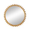 Wood Round Mirror With Beaded Frame, Circle Wall Mirror For Living Room Bedroom Entryway - Brown - Image 2