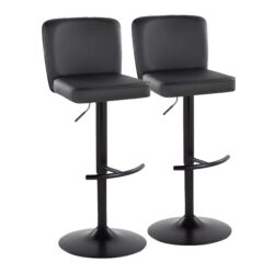 Henry - Contemporary Adjustable Barstool With Swivel With Rounded T Footrest (Set of 2) - Black