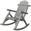 Wooden Porch Rocker Chair, Durable Wooden Porch Rocker Chair, Fir Log Rocking Chair, Patio Rockers For Outside, Garde - Light Gray - Image 8