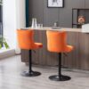 Swivel Velvet Barstools Adjusatble Seat Height, Modern Upholstered Bar Stools With Backs Comfortable Tufted For Home Pub And Kitchen Island (Set of 2) - Orange - Image 15