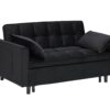 Modern Velvet Sofa, Sofa Pull-Out Bed, Small Love Seat Casual Sofa With Back, With Pillow, Pockets, Living Room Furniture, 3 In 1 Convertible Sleep Sofa Bed - Black - Image 8